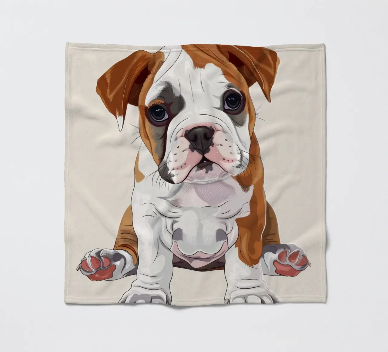 Bulldog gentile: Un ritratto dell'innocenza coperta in pile da DesignDoodle