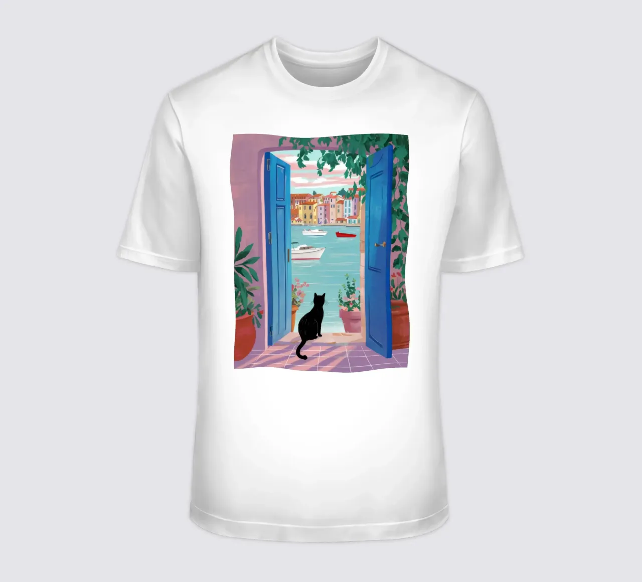 Gatto nero a porte aperte t-shirt da FadeAura