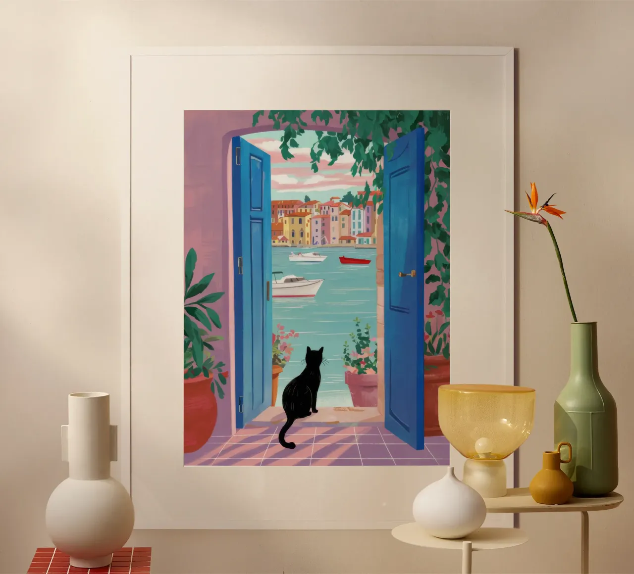 Gatto nero a porte aperte carta hahnemühle da FadeAura