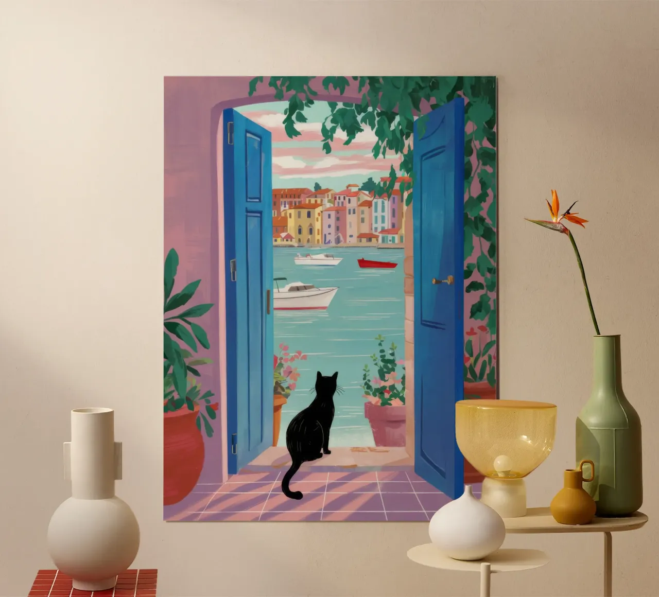Gatto nero a porte aperte carta hahnemühle da FadeAura