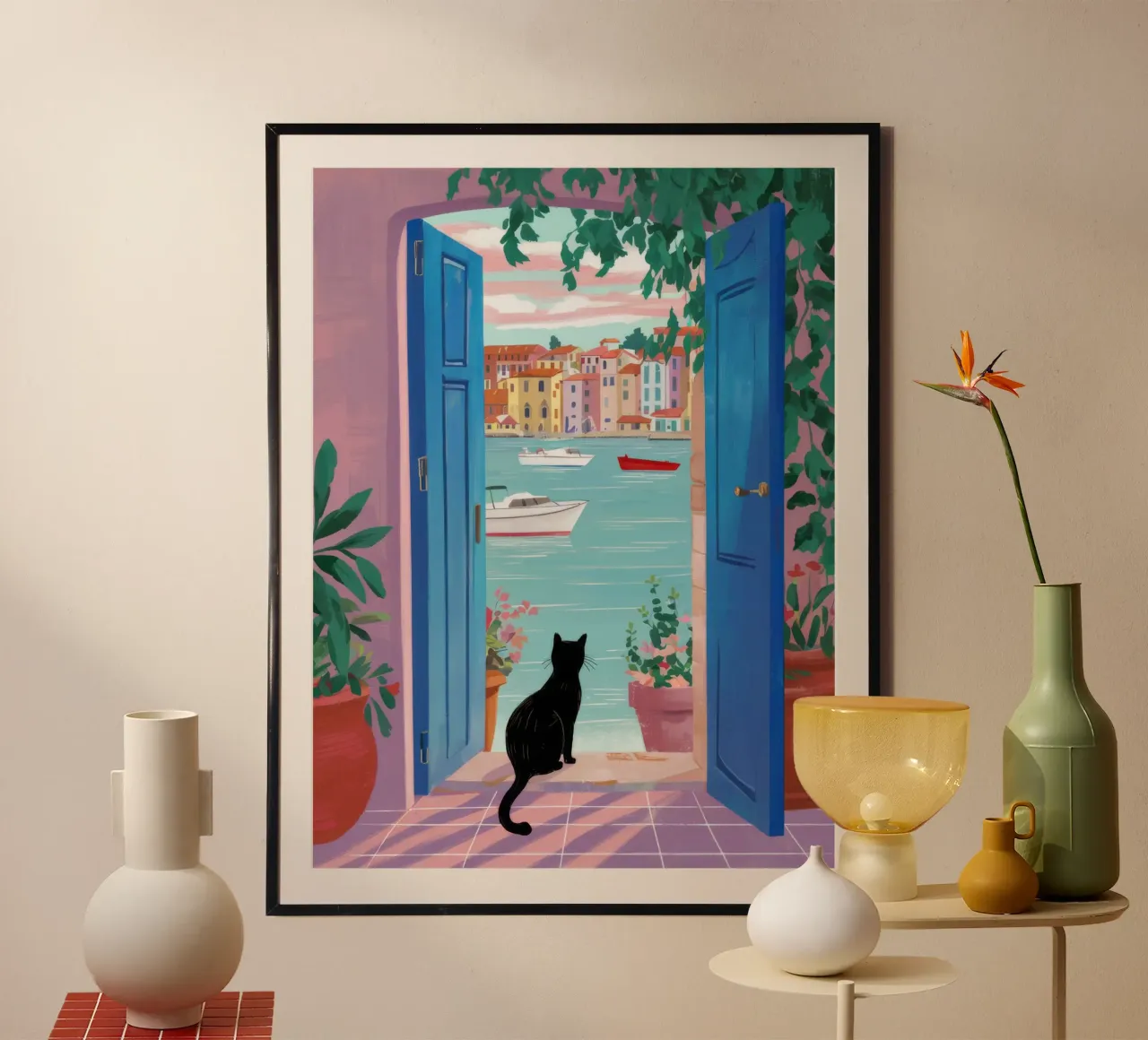 Gatto nero a porte aperte carta hahnemühle da FadeAura