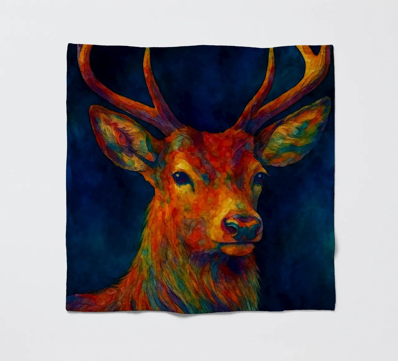 Hirsche bunt gemalt Fleecedecke von toegoe