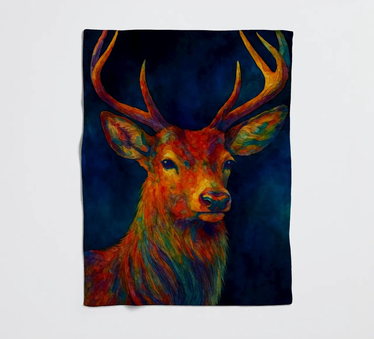 Hirsche bunt gemalt Fleecedecke von toegoe