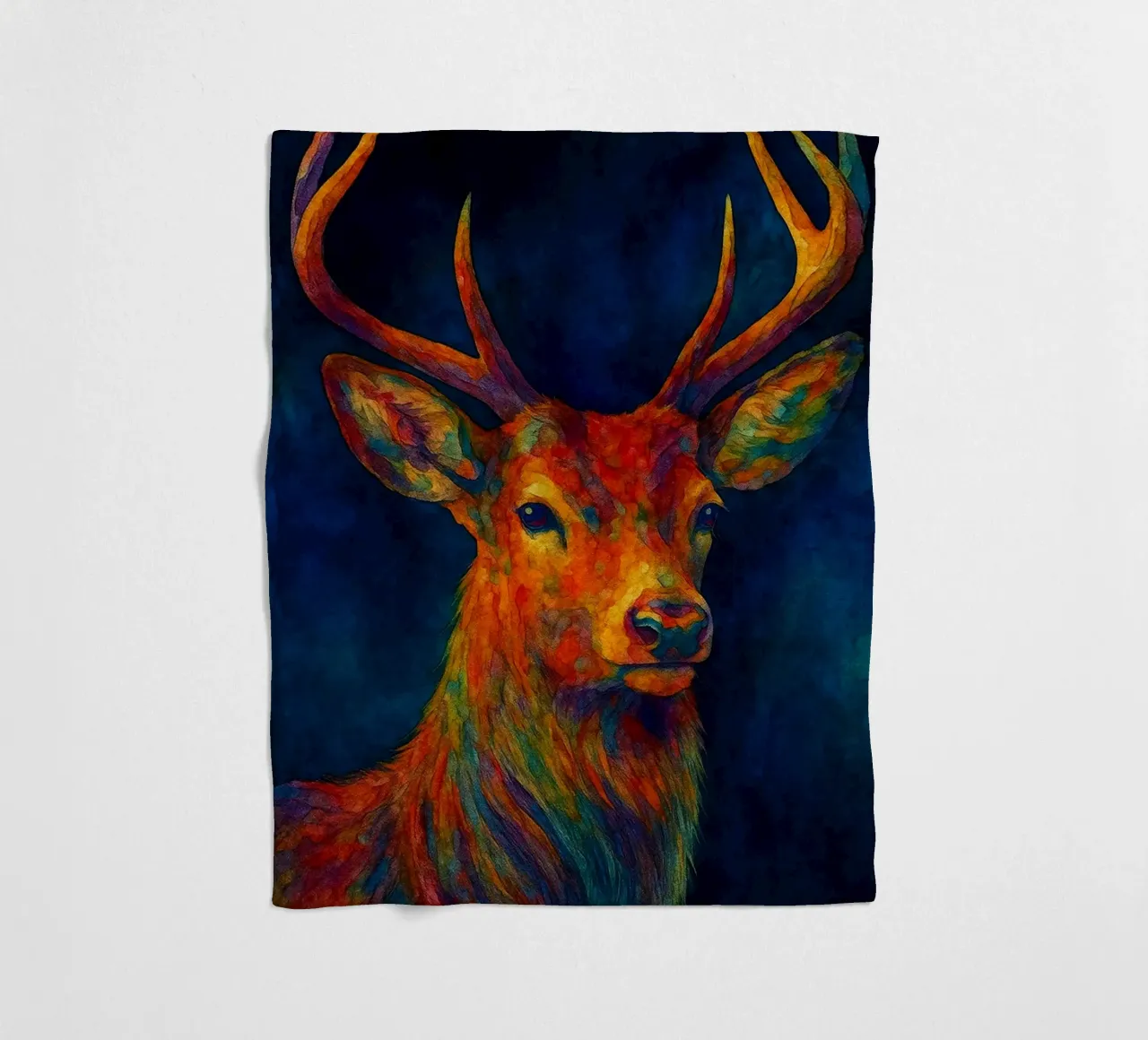 Hirsche bunt gemalt Fleecedecke von toegoe