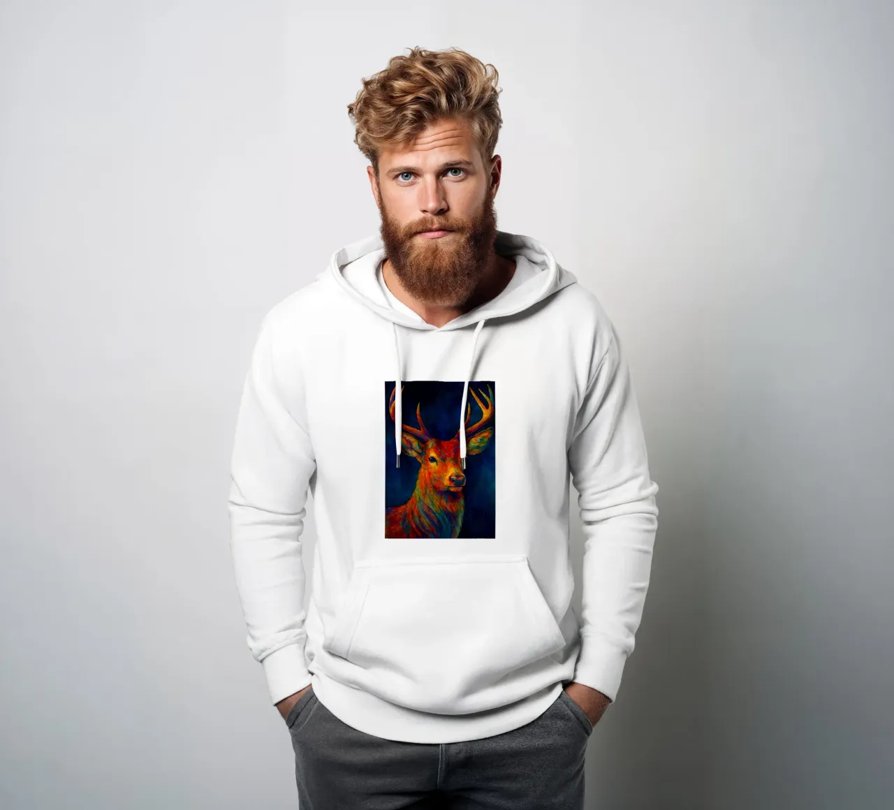 cervo pittura colorfull felpa con cappuccio da toegoe