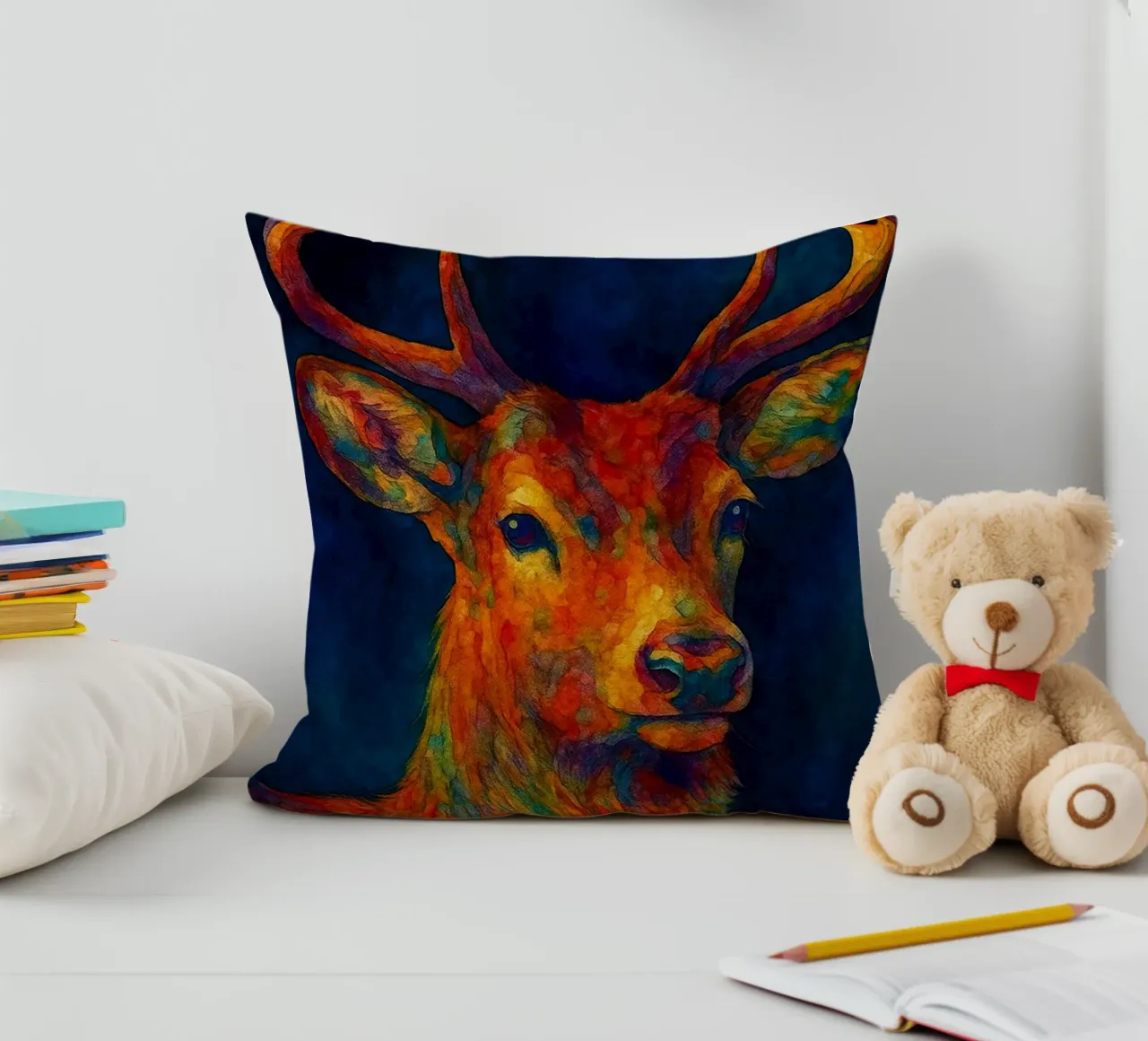cervo pittura colorfull cuscino da toegoe