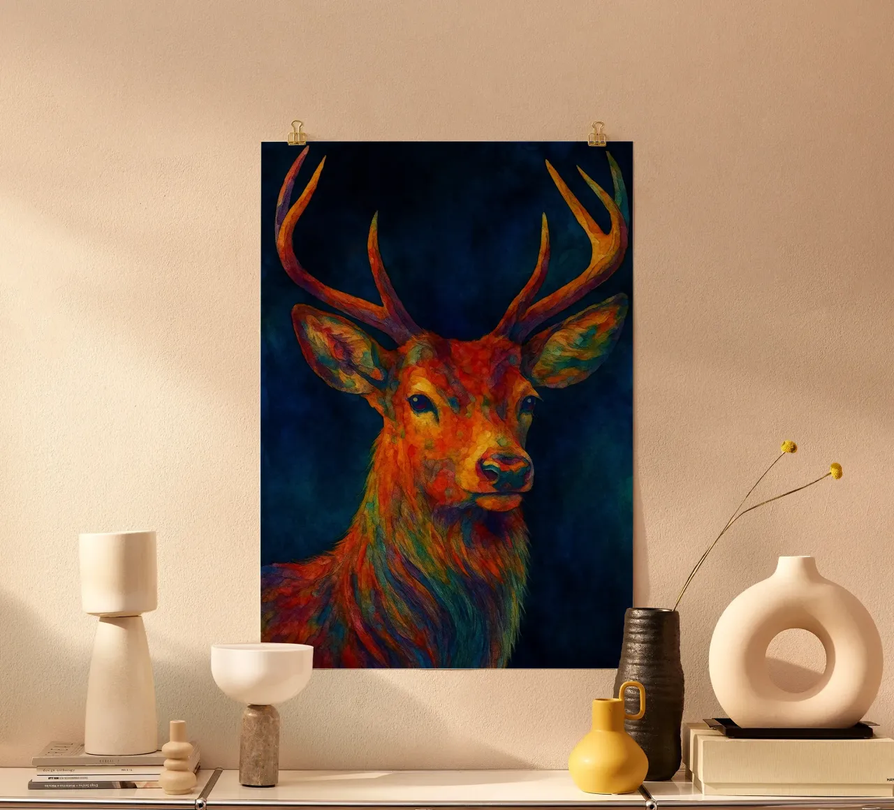 cervo pittura colorfull poster da toegoe