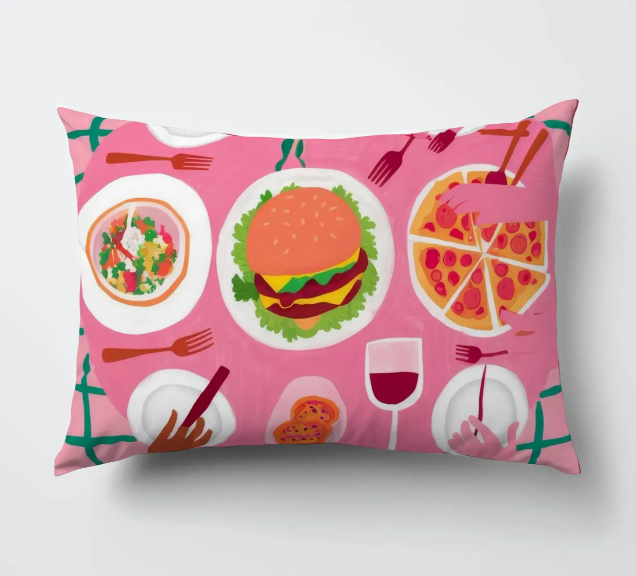 Friends Sharing Wine decorative cushion by Muse Artworks