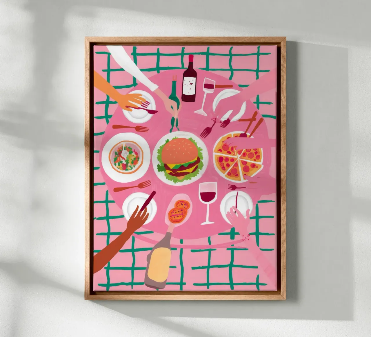 Friends Sharing Wine canvas by Muse Artworks