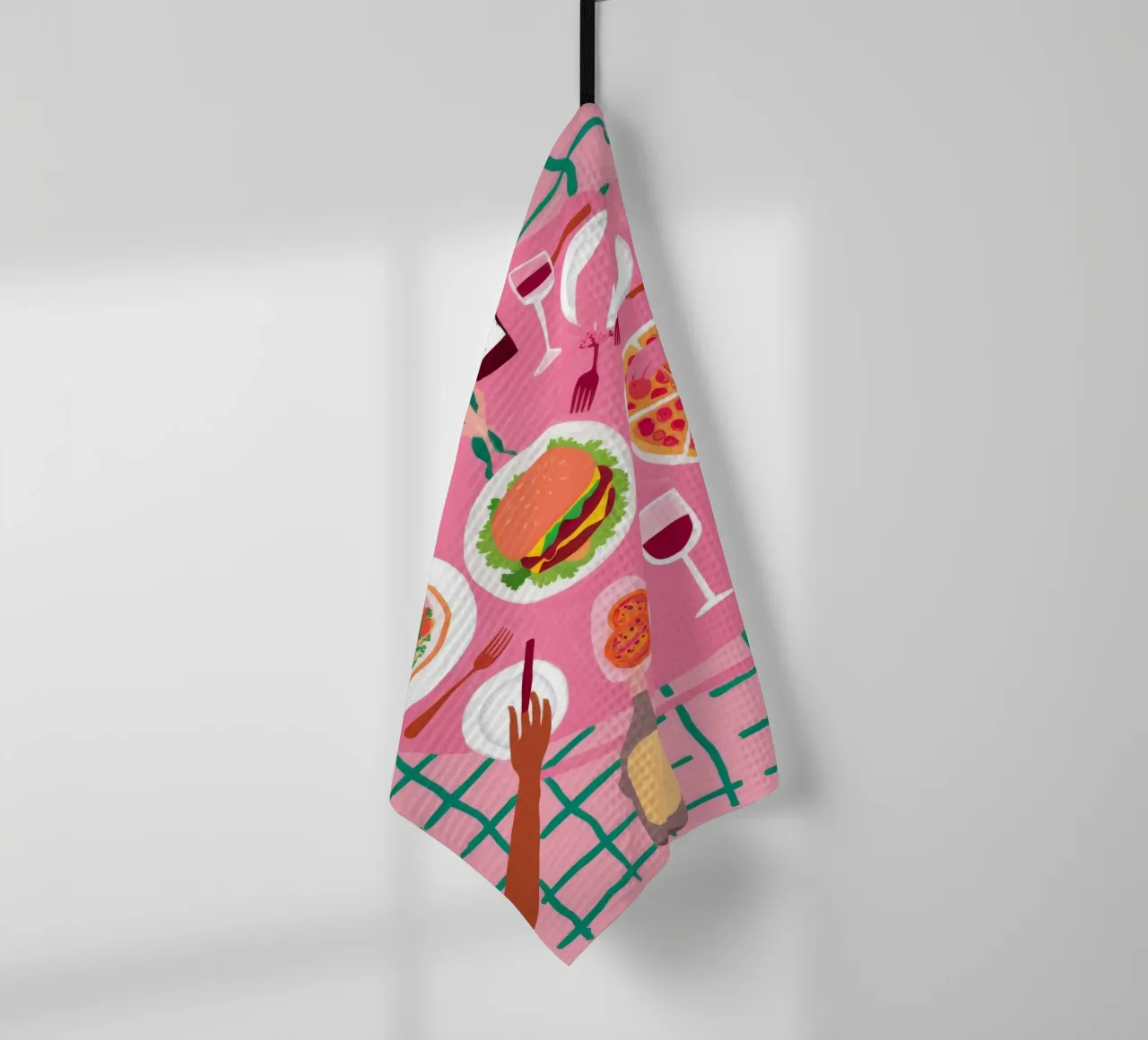 Friends Sharing Wine tea towel by Muse Artworks