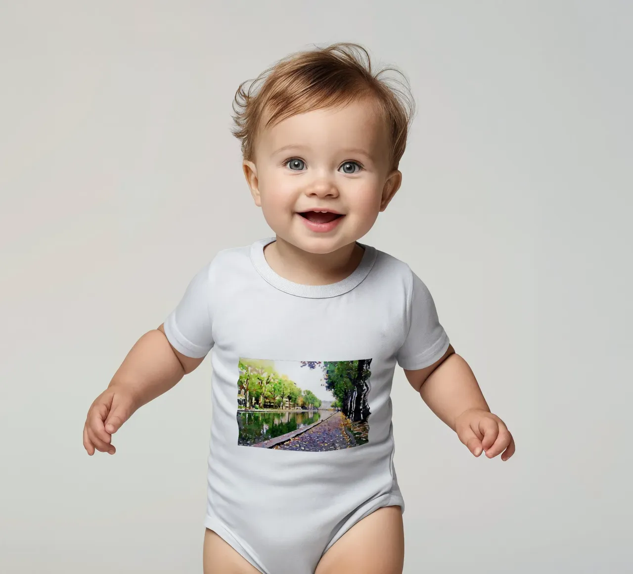In Paris short-sleeve baby romper by Massimo Frascogna