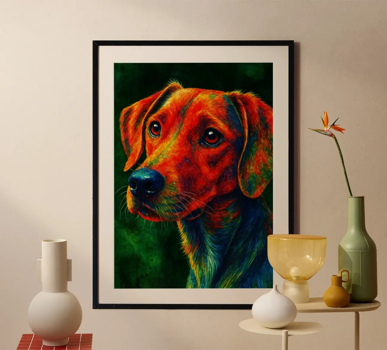 cane pittura colorfull poster da toegoe
