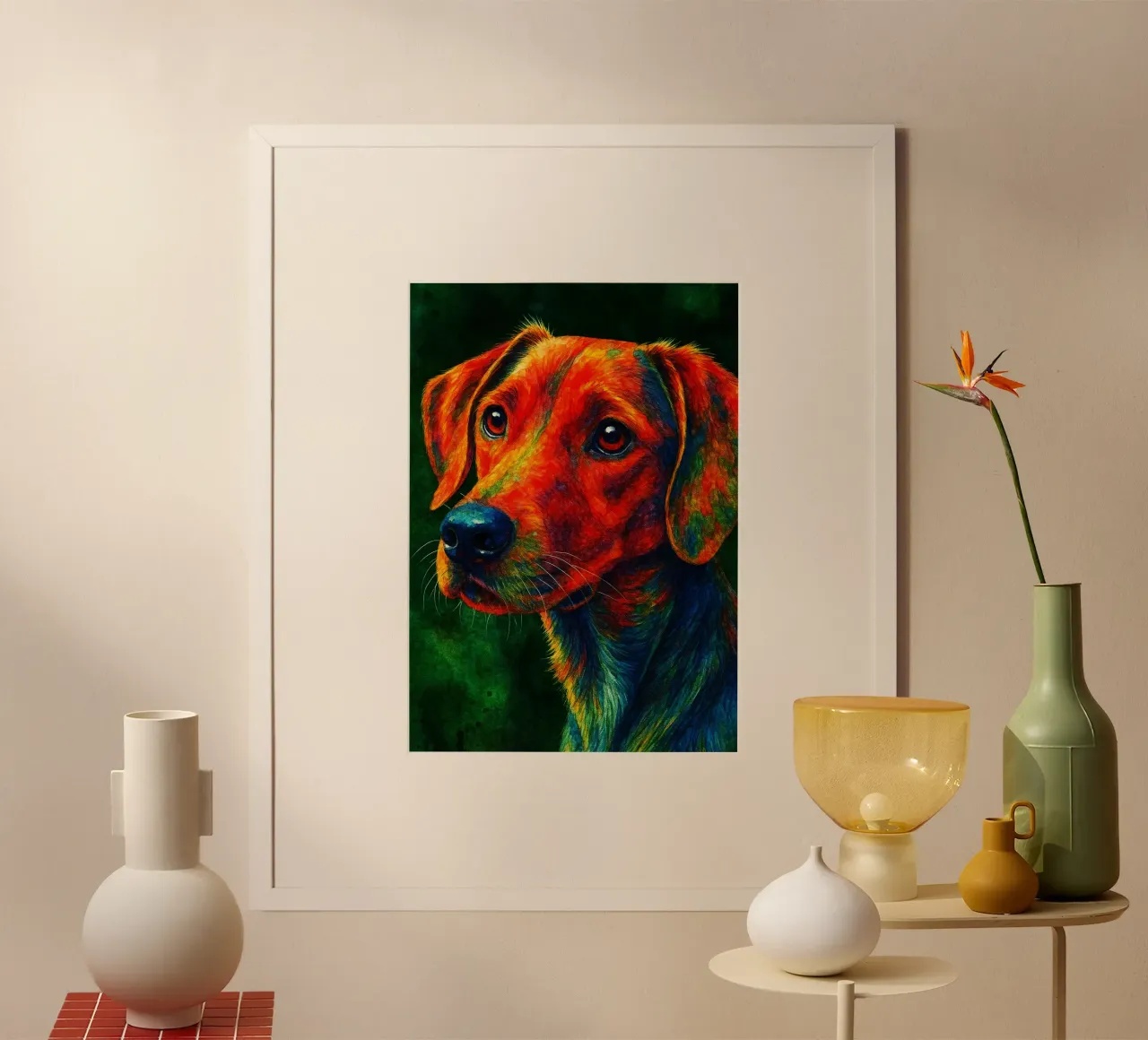 cane pittura colorfull poster da toegoe