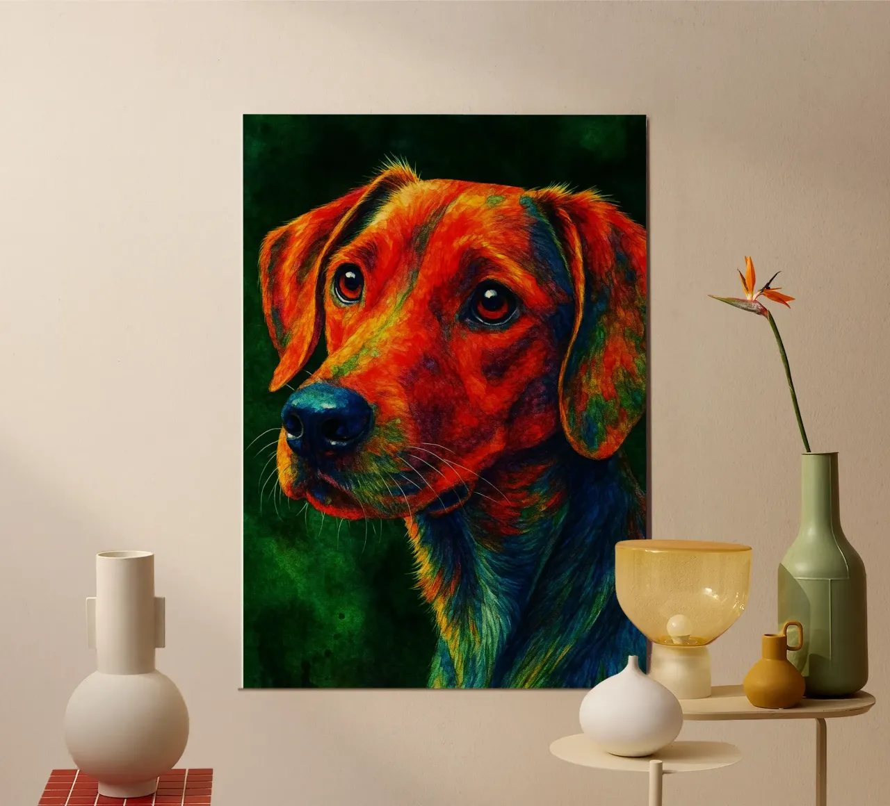 cane pittura colorfull poster da toegoe