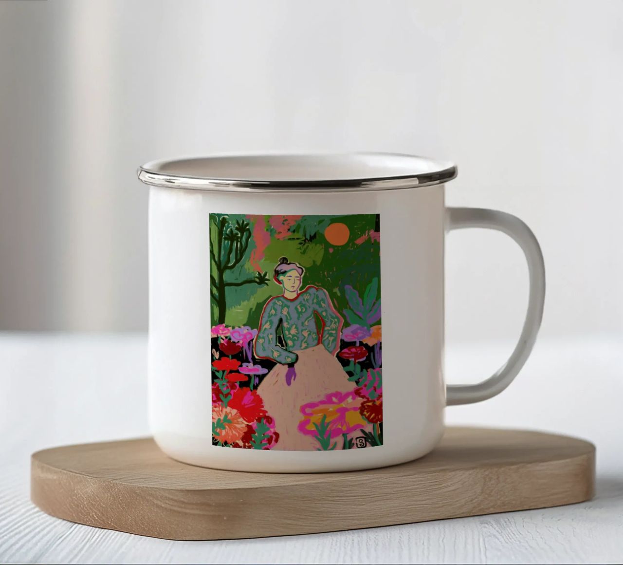 Autumn Walk In The Forest tazza in smalto da Sandra Poliakov