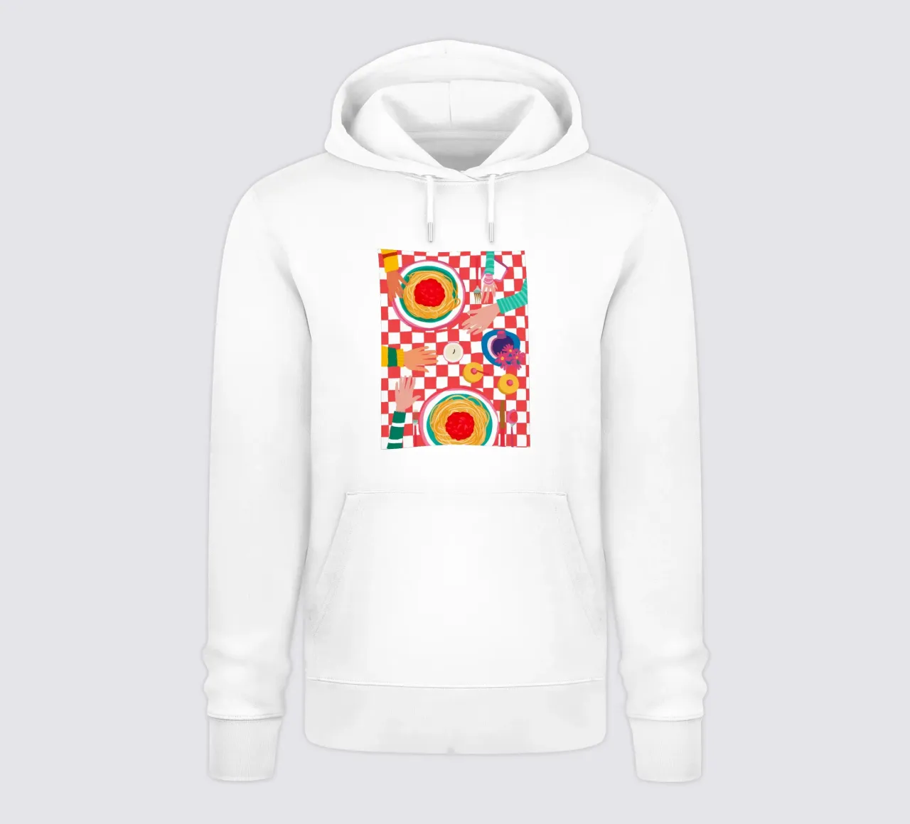 Spaghetti Checkered Table felpa con cappuccio da Muse Artworks