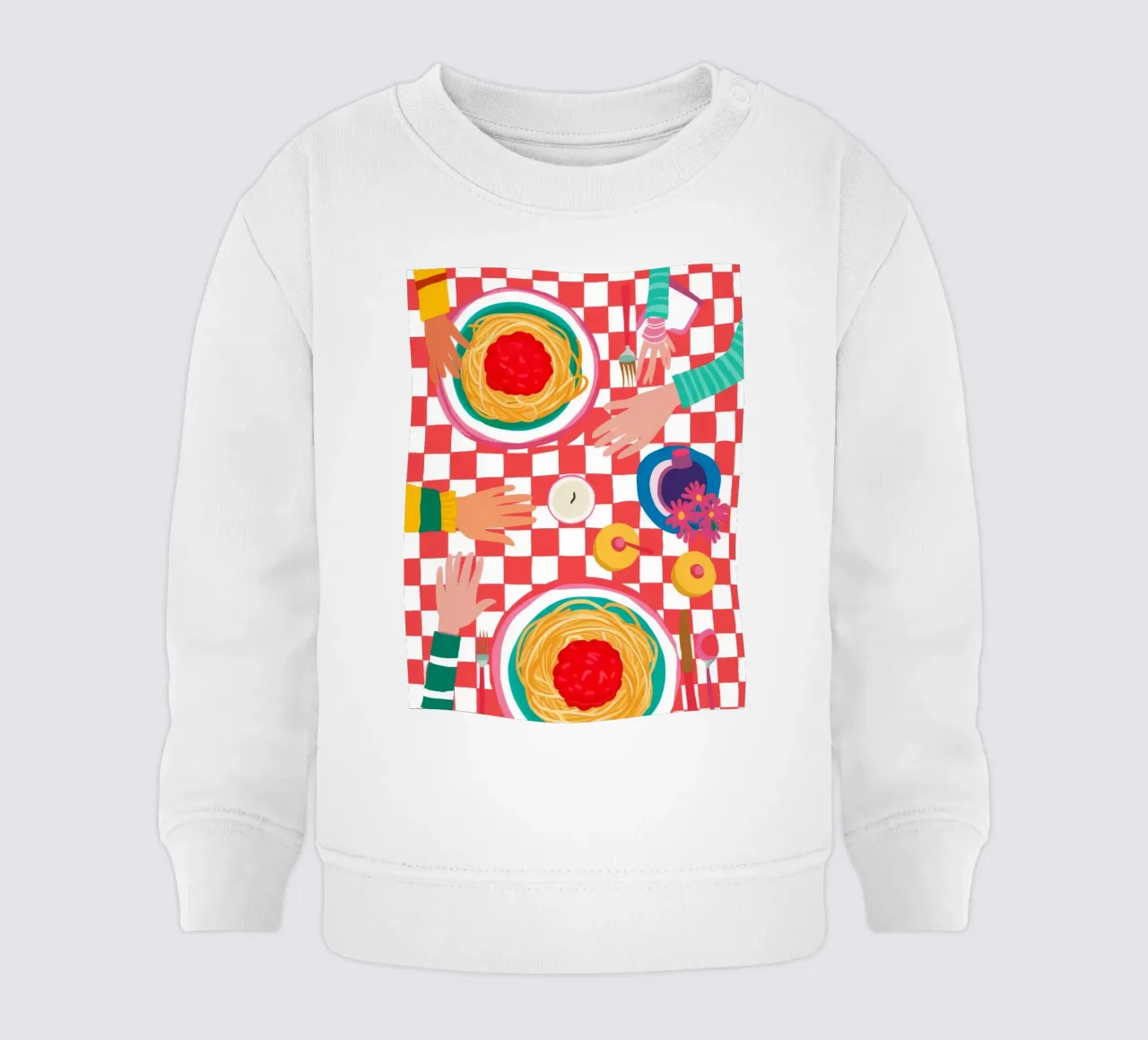 Spaghetti Checkered Table felpa neonato da Muse Artworks