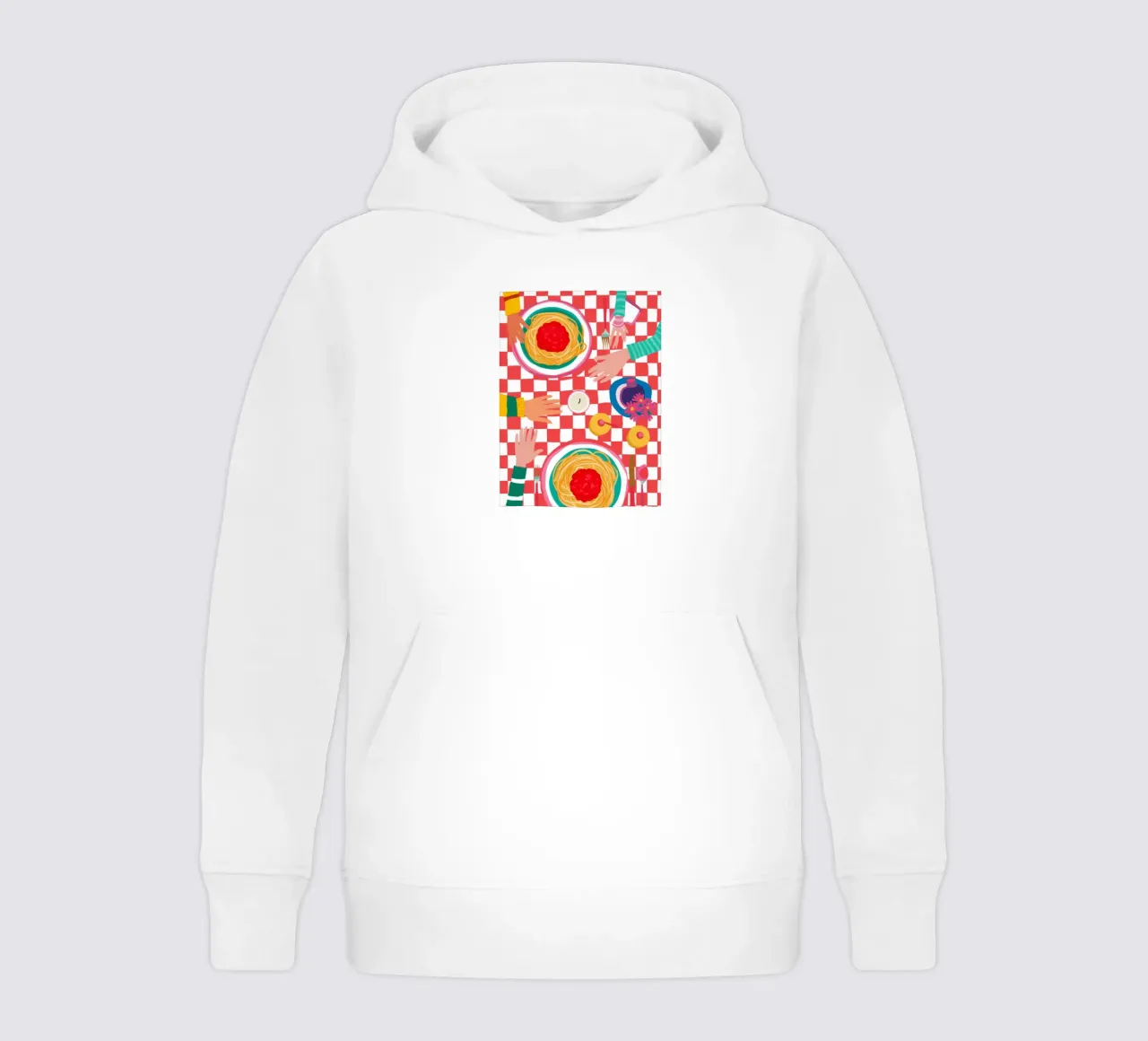 Spaghetti Checkered Table felpa bambino con cappuccio da Muse Artworks