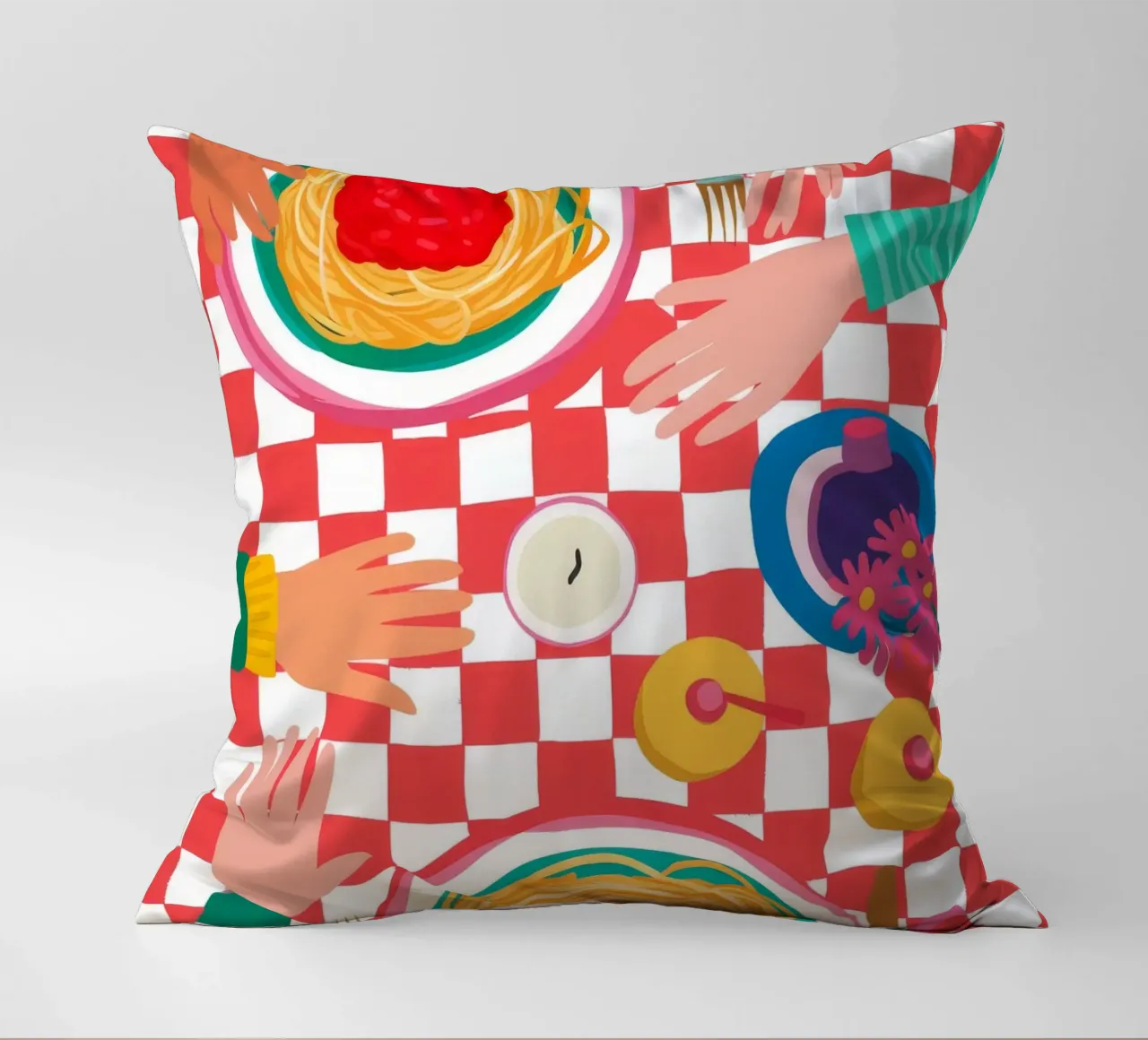 Spaghetti Checkered Table cuscino da Muse Artworks