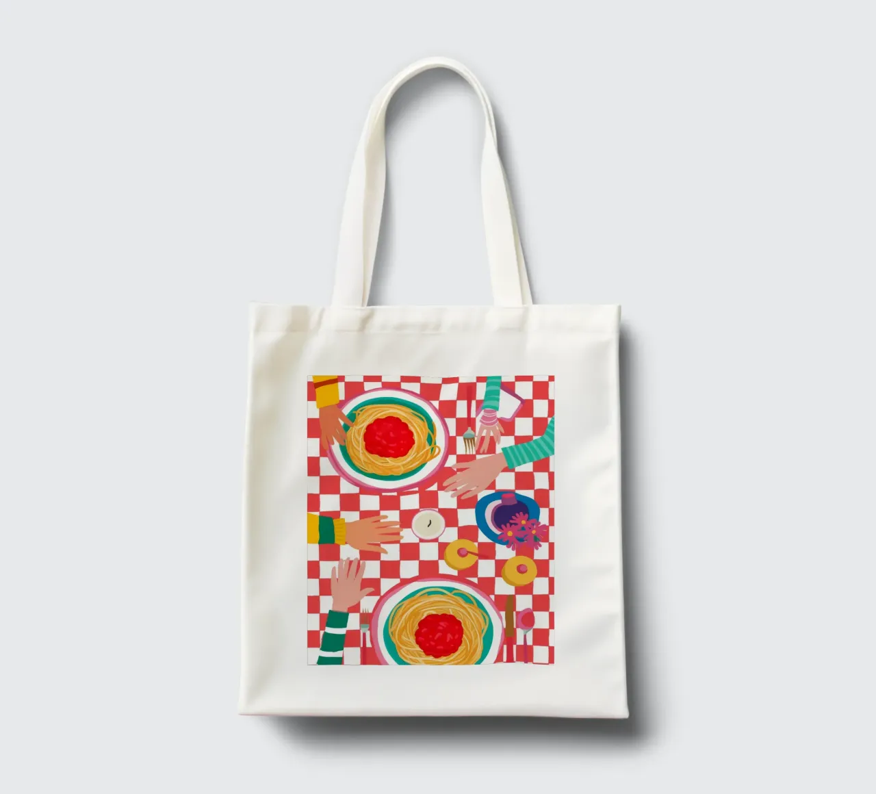 Spaghetti Checkered Table borsa in juta da Muse Artworks