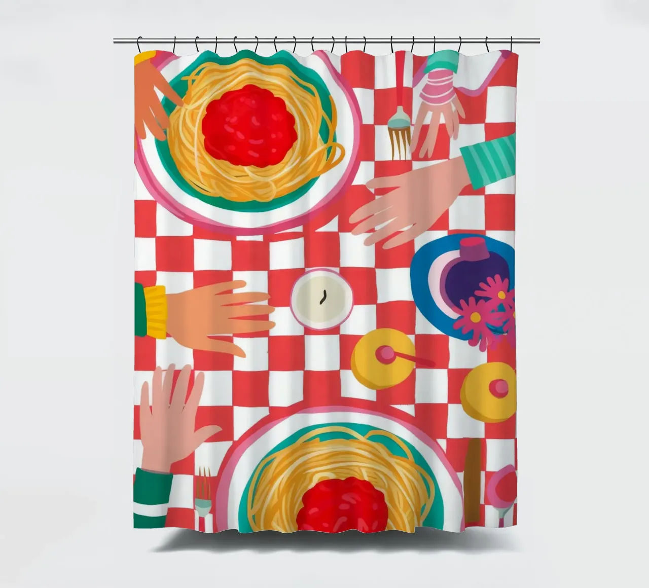 Spaghetti Checkered Table tenda da doccia da Muse Artworks