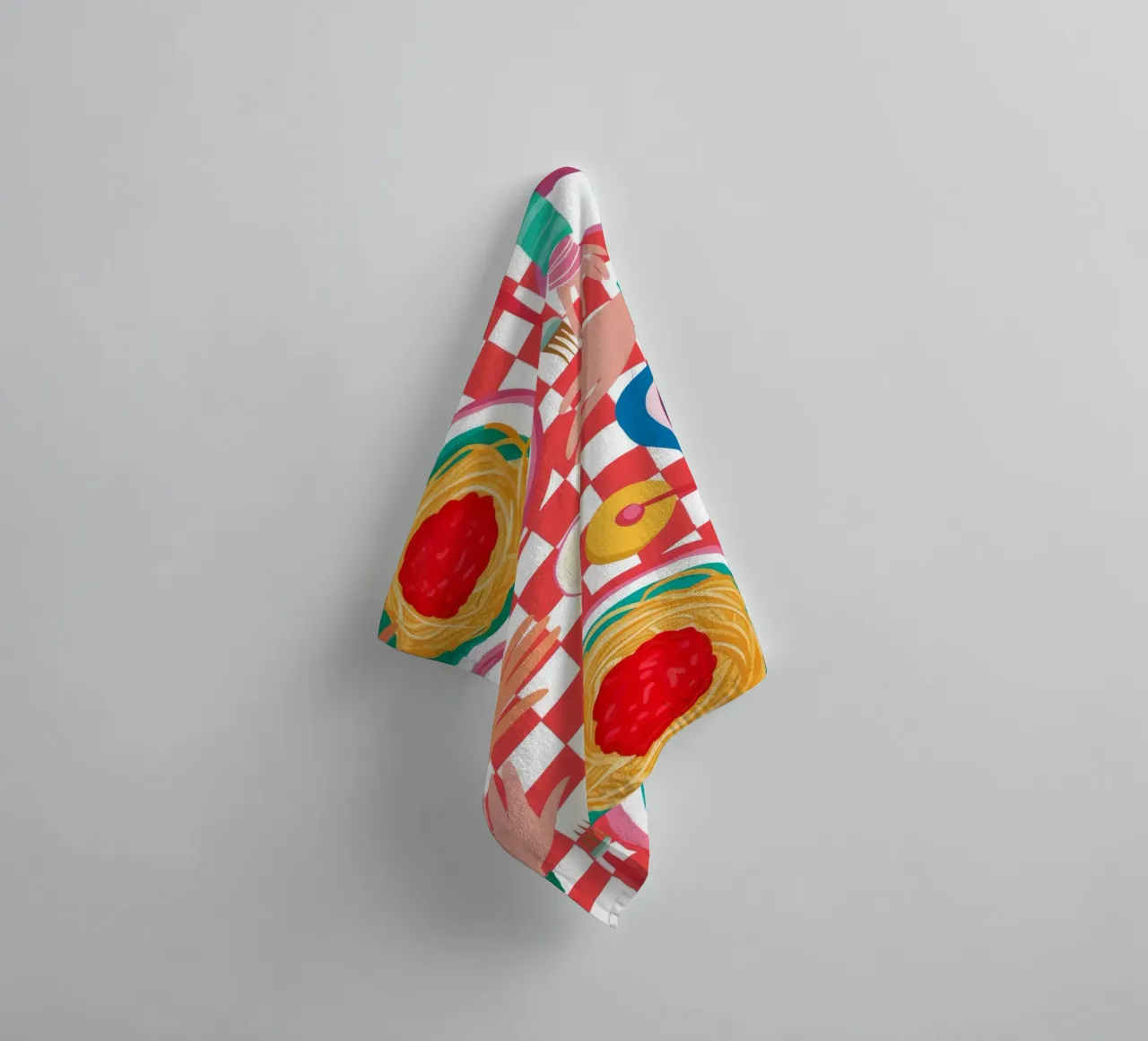 Spaghetti Checkered Table asciugamano da bagno da Muse Artworks