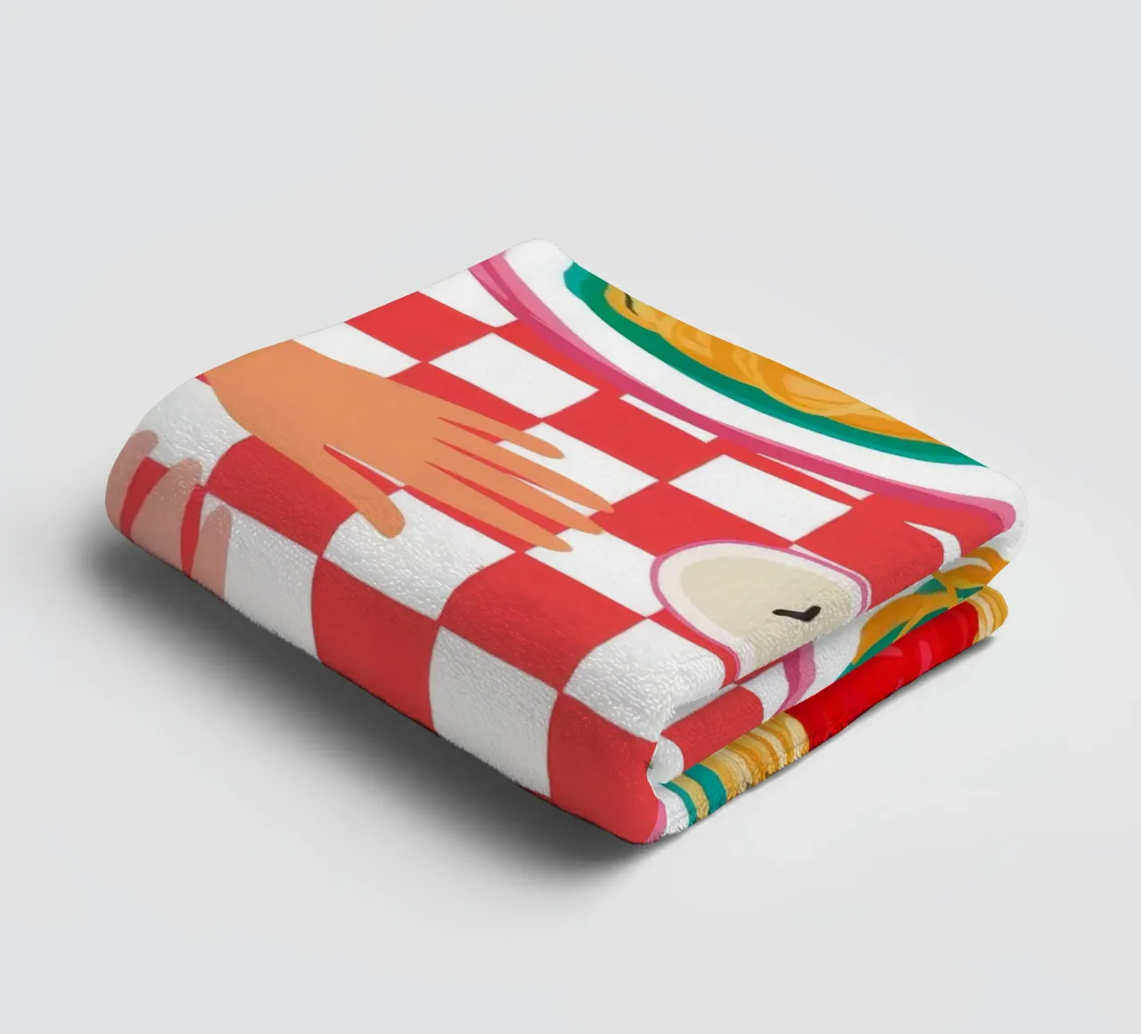 Spaghetti Checkered Table asciugamano da bagno da Muse Artworks