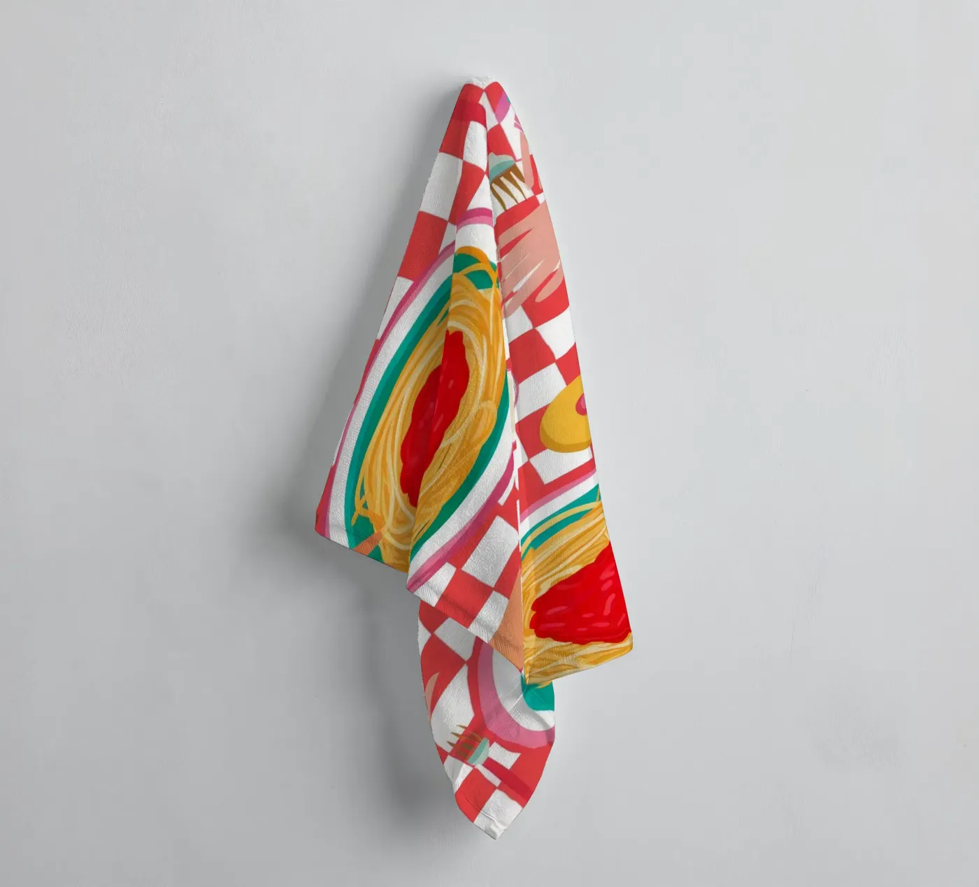 Spaghetti Checkered Table badhanddoek van Muse Artworks