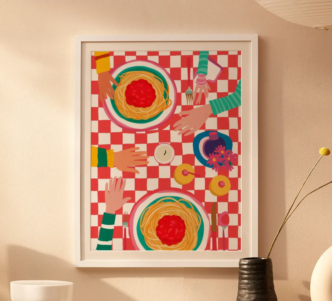 Spaghetti Checkered Table poster de Muse Artworks