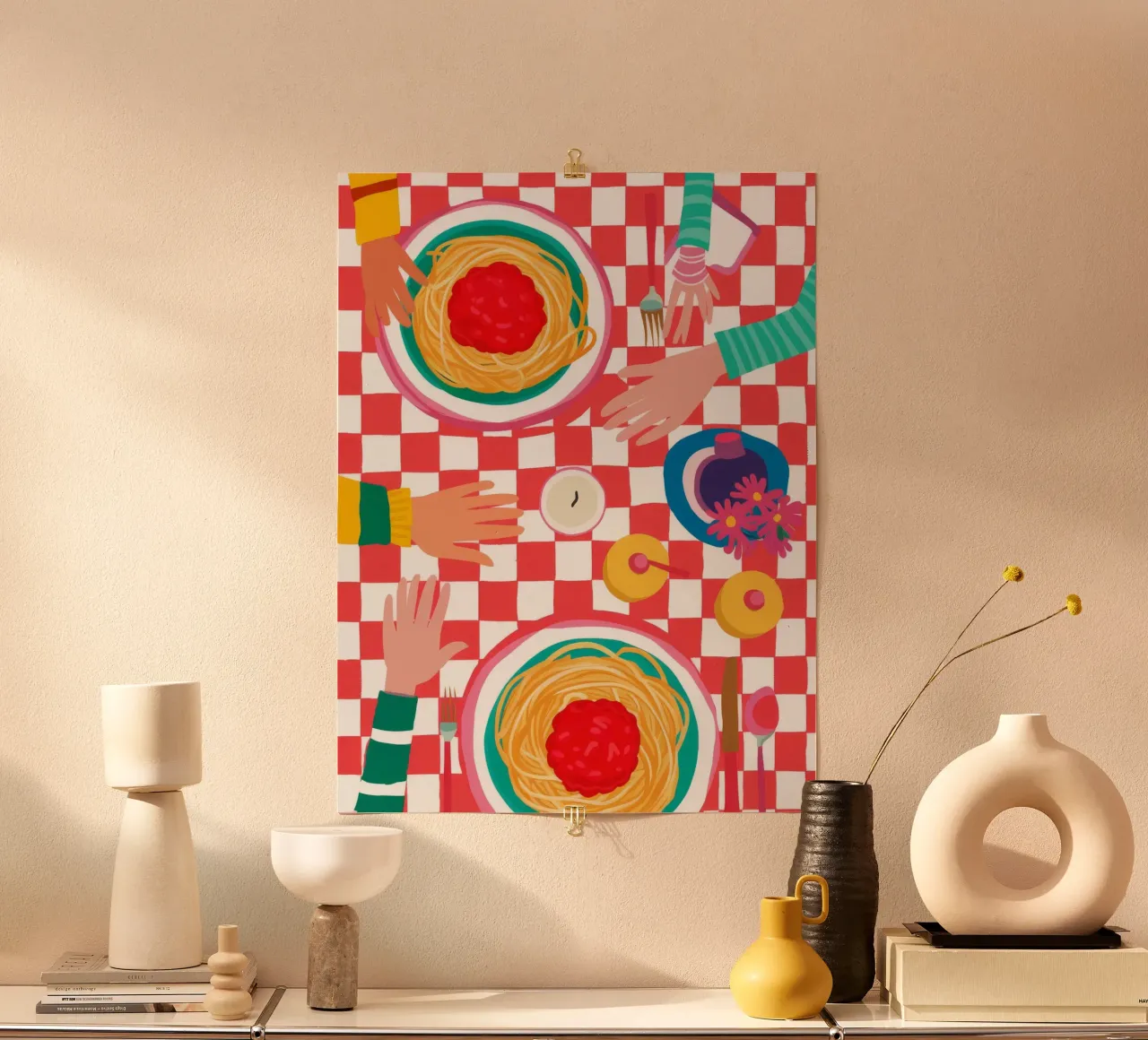 Spaghetti Checkered Table carta hahnemühle da Muse Artworks