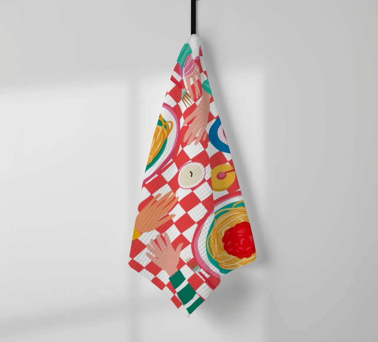 Spaghetti Checkered Table canovaccio da cucina da Muse Artworks