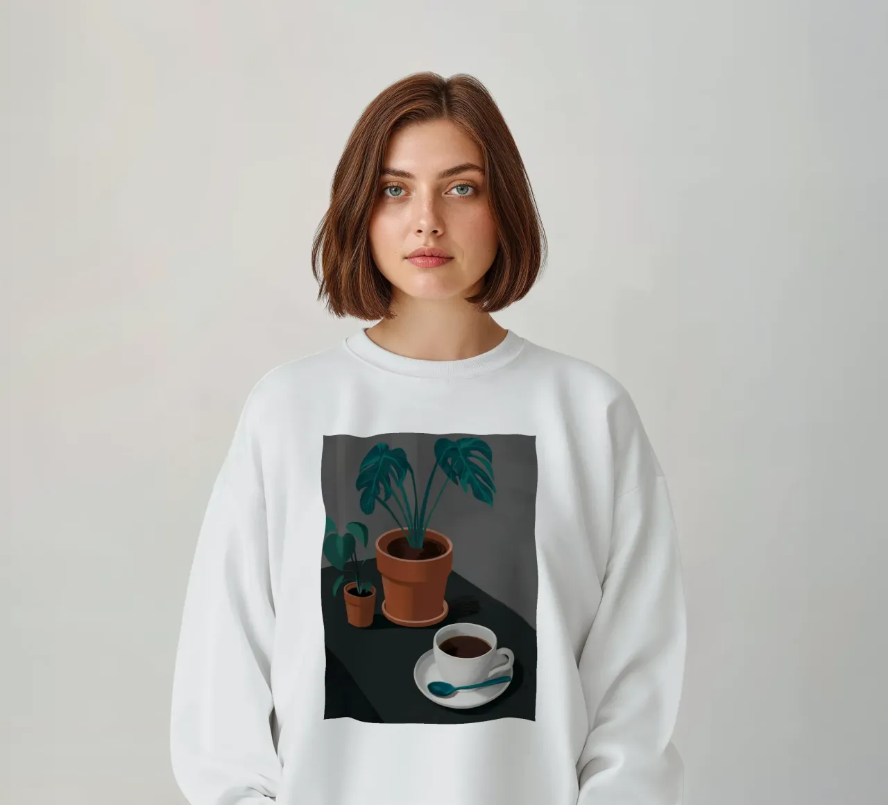 Caffè e Monstera felpa da FadeAura