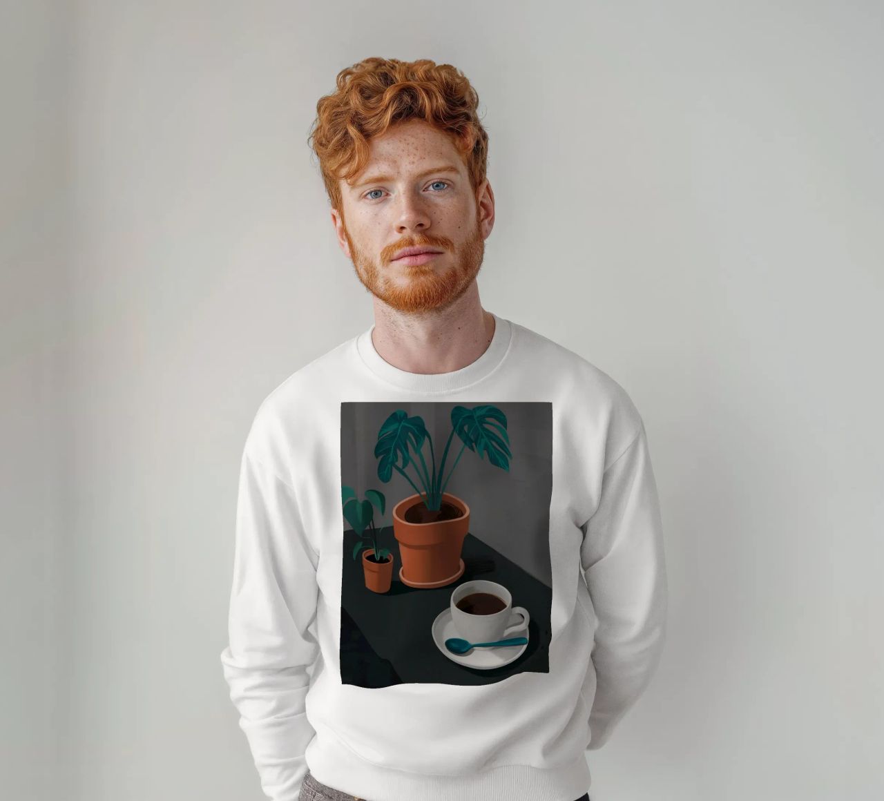 Caffè e Monstera felpa da FadeAura