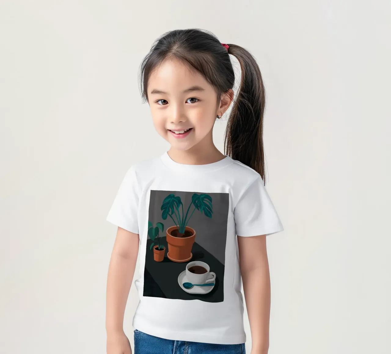 Caffè e Monstera t-shirt bambini da FadeAura