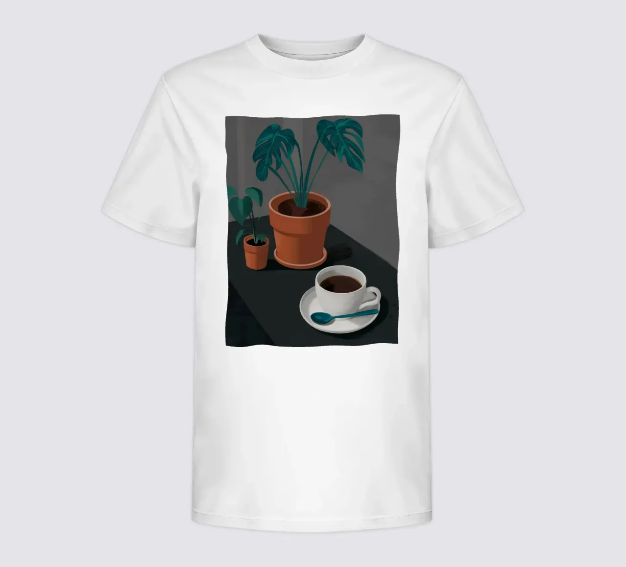 Caffè e Monstera t-shirt bambini da FadeAura