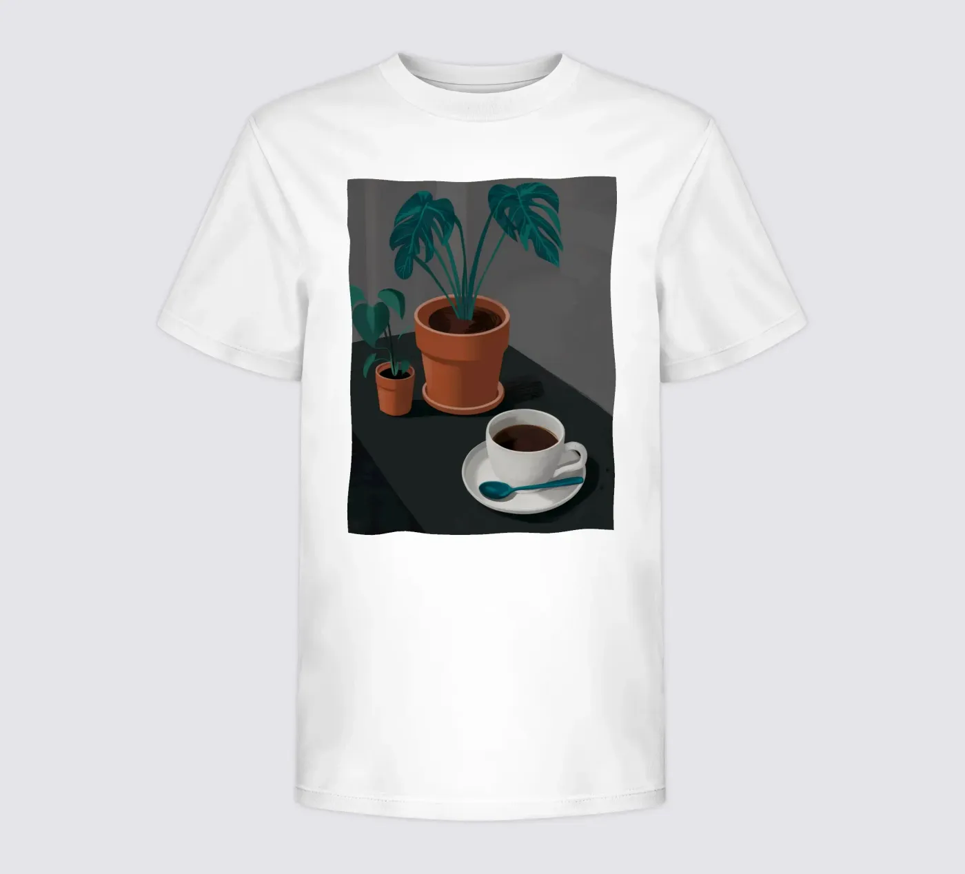 Caffè e Monstera t-shirt bambini da FadeAura