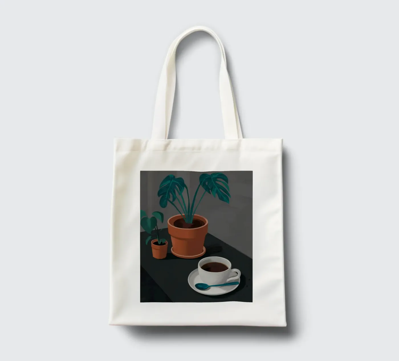 Coffee and Monstera borsa in juta da FadeAura