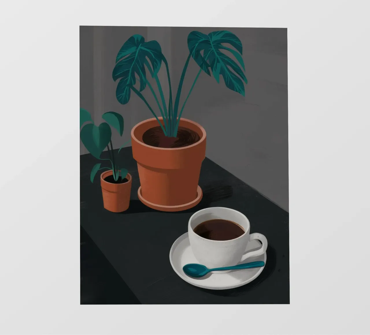 Caffè e Monstera pellicola backlit da FadeAura