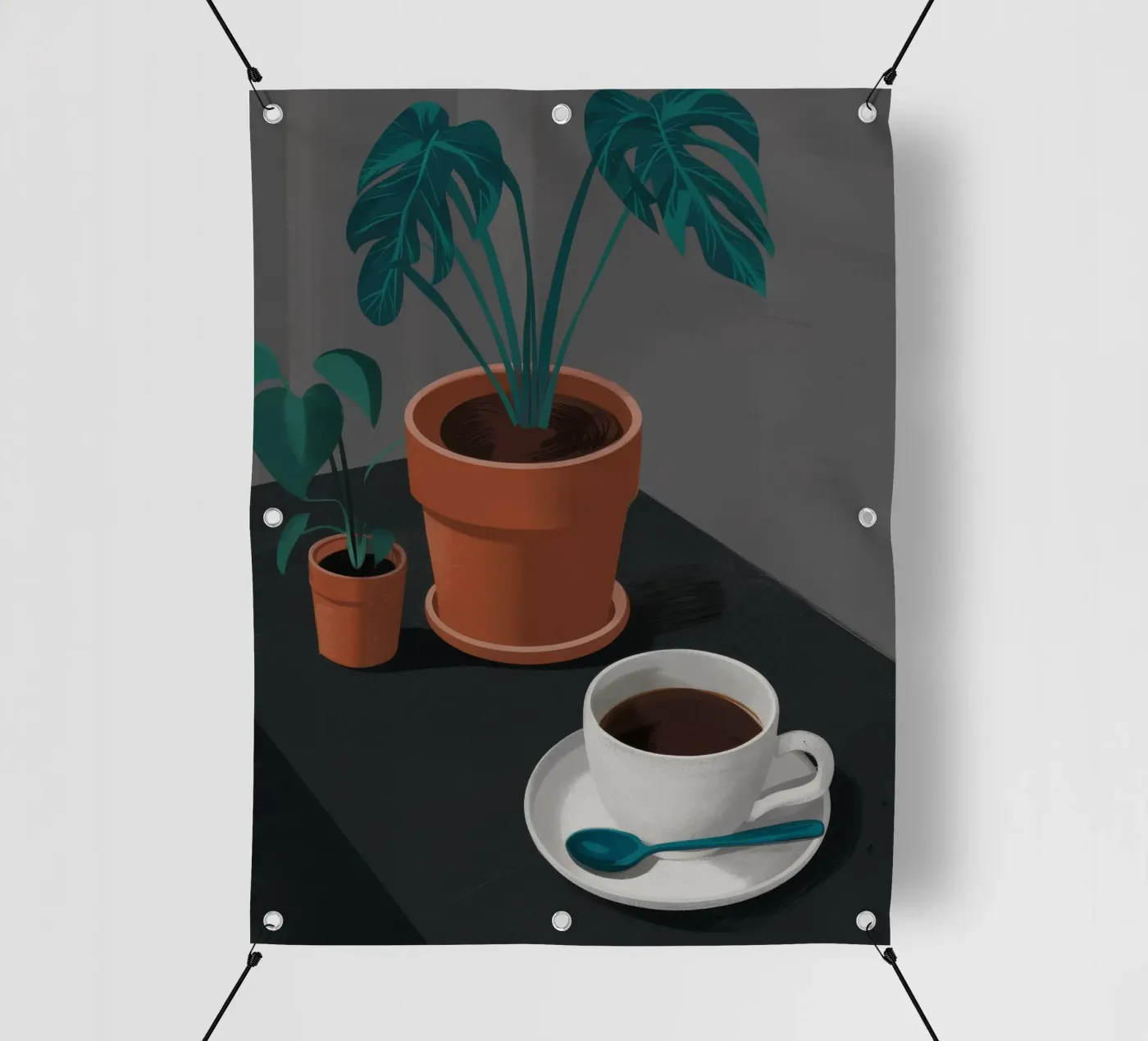 Caffè e Monstera telo in pvc da FadeAura