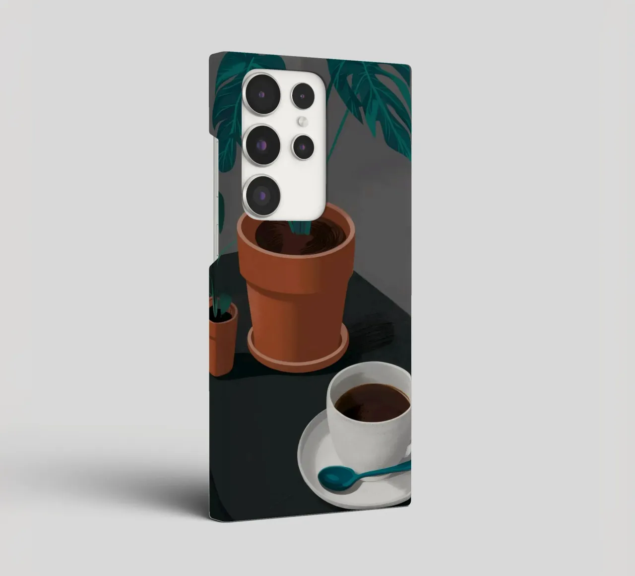 Caffè e Monstera cover samsung da FadeAura