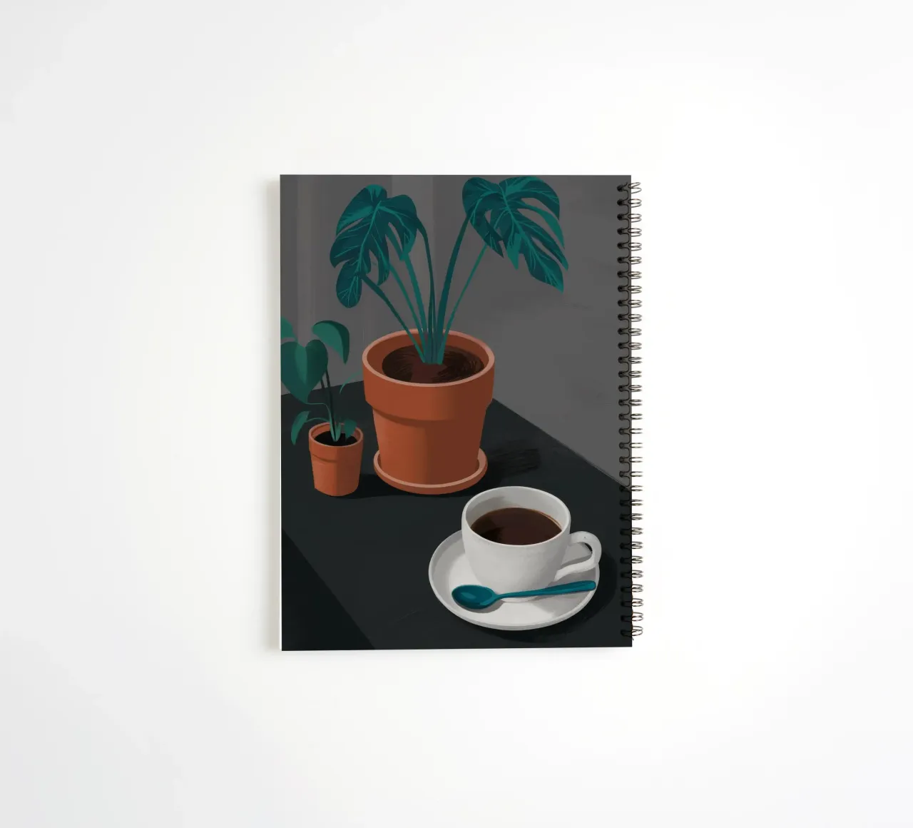 Café et Monstera carnet à spirale de FadeAura