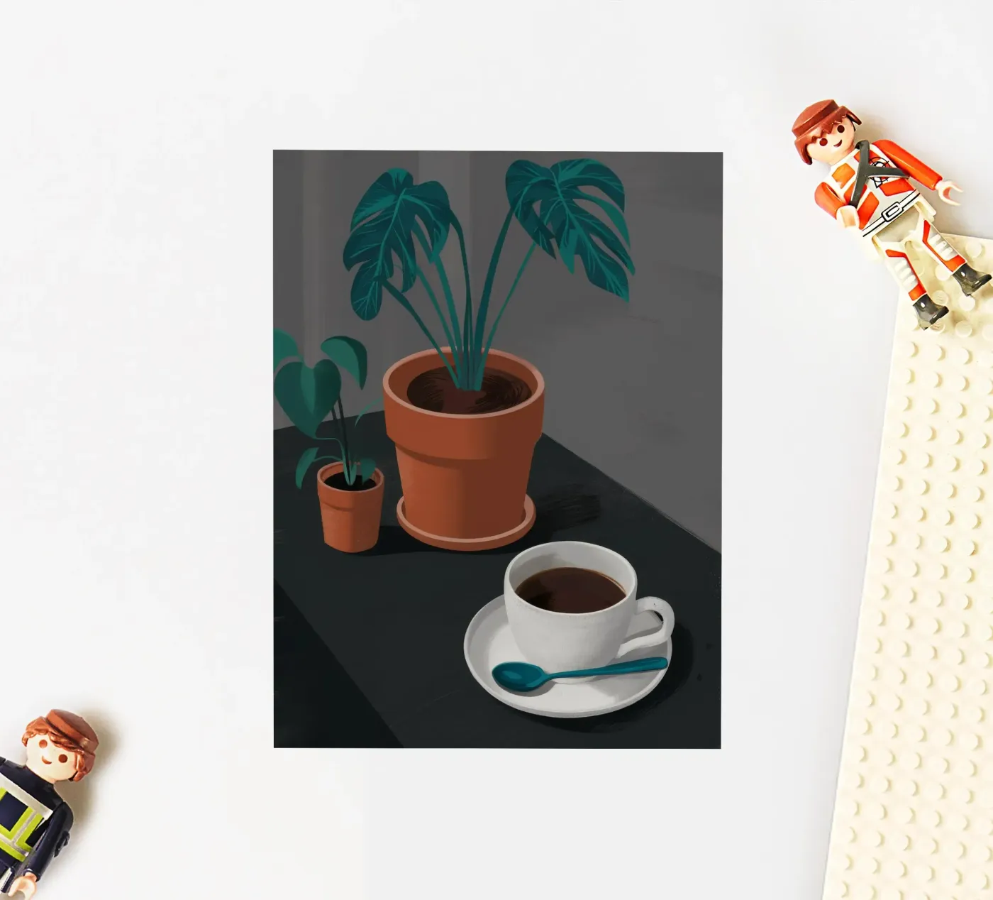 Caffè e Monstera adesivo da FadeAura
