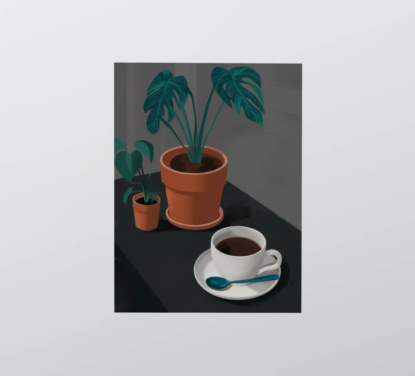 Caffè e Monstera adesivo da FadeAura