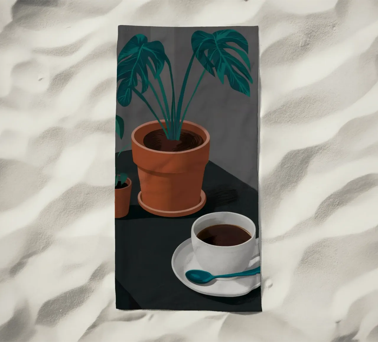 Caffè e Monstera telo mare da FadeAura