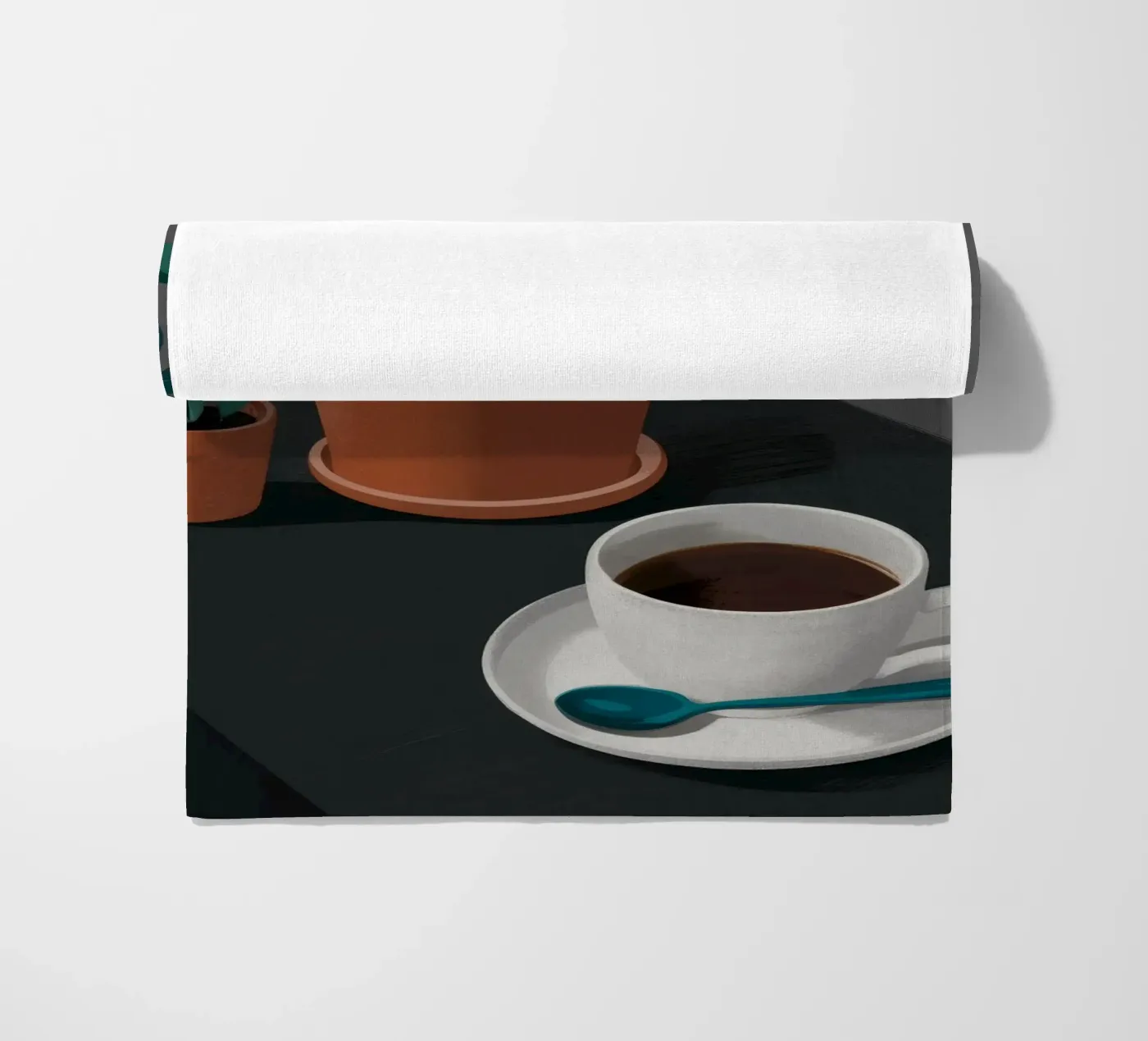 Café et Monstera serviette de plage de FadeAura