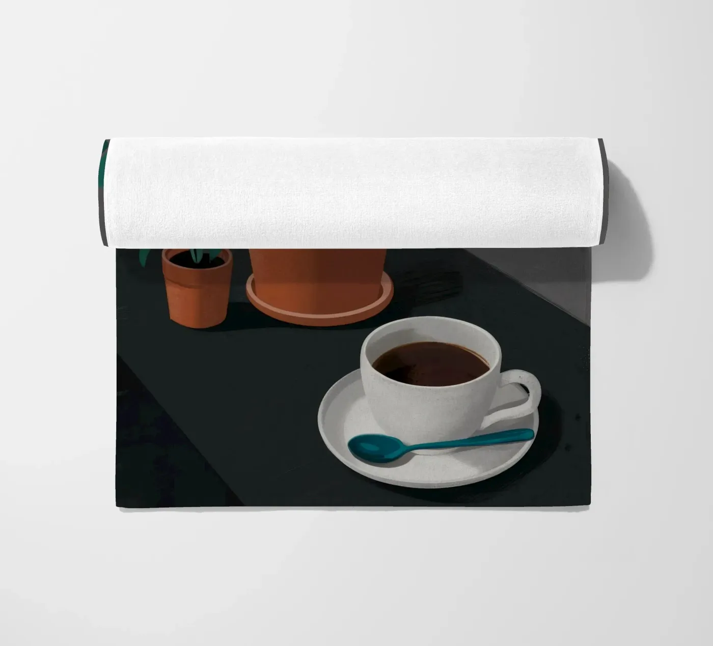 Café et Monstera serviette de plage de FadeAura