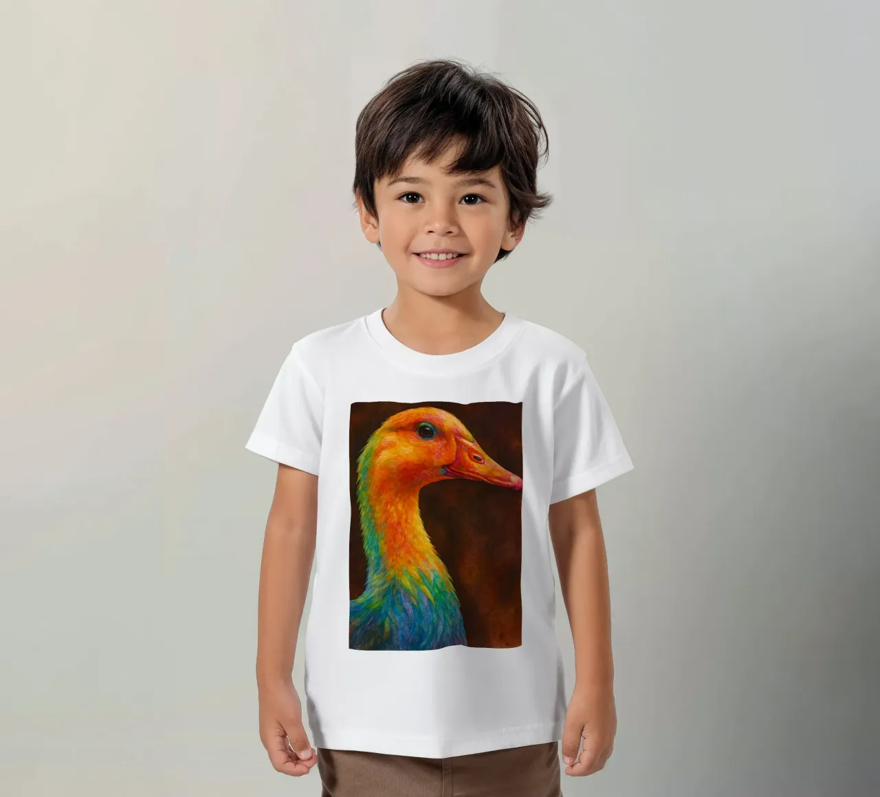 peinture colorée d'un canard t-shirt enfant de toegoe