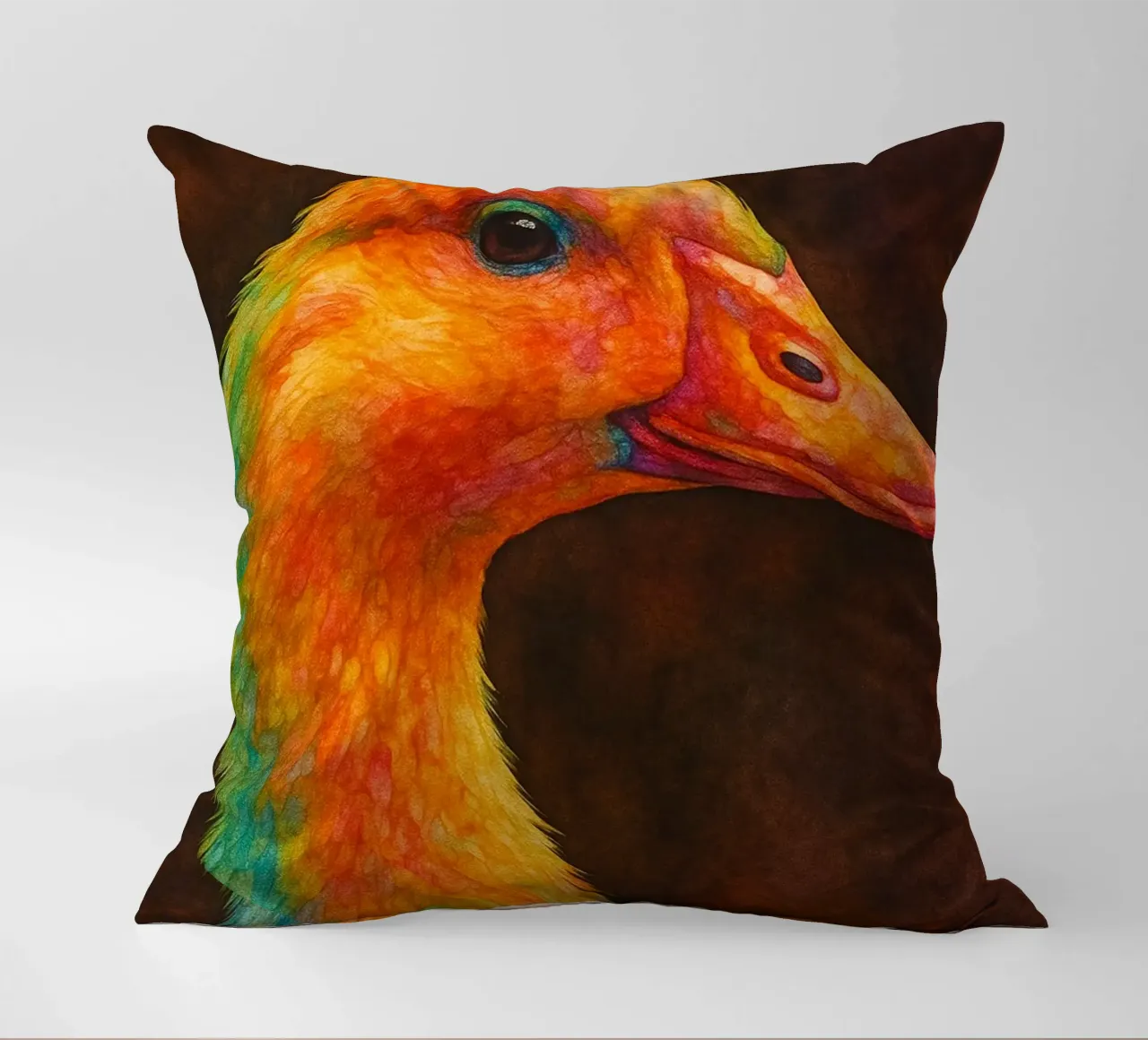 anatra pittura colorata cuscino da toegoe