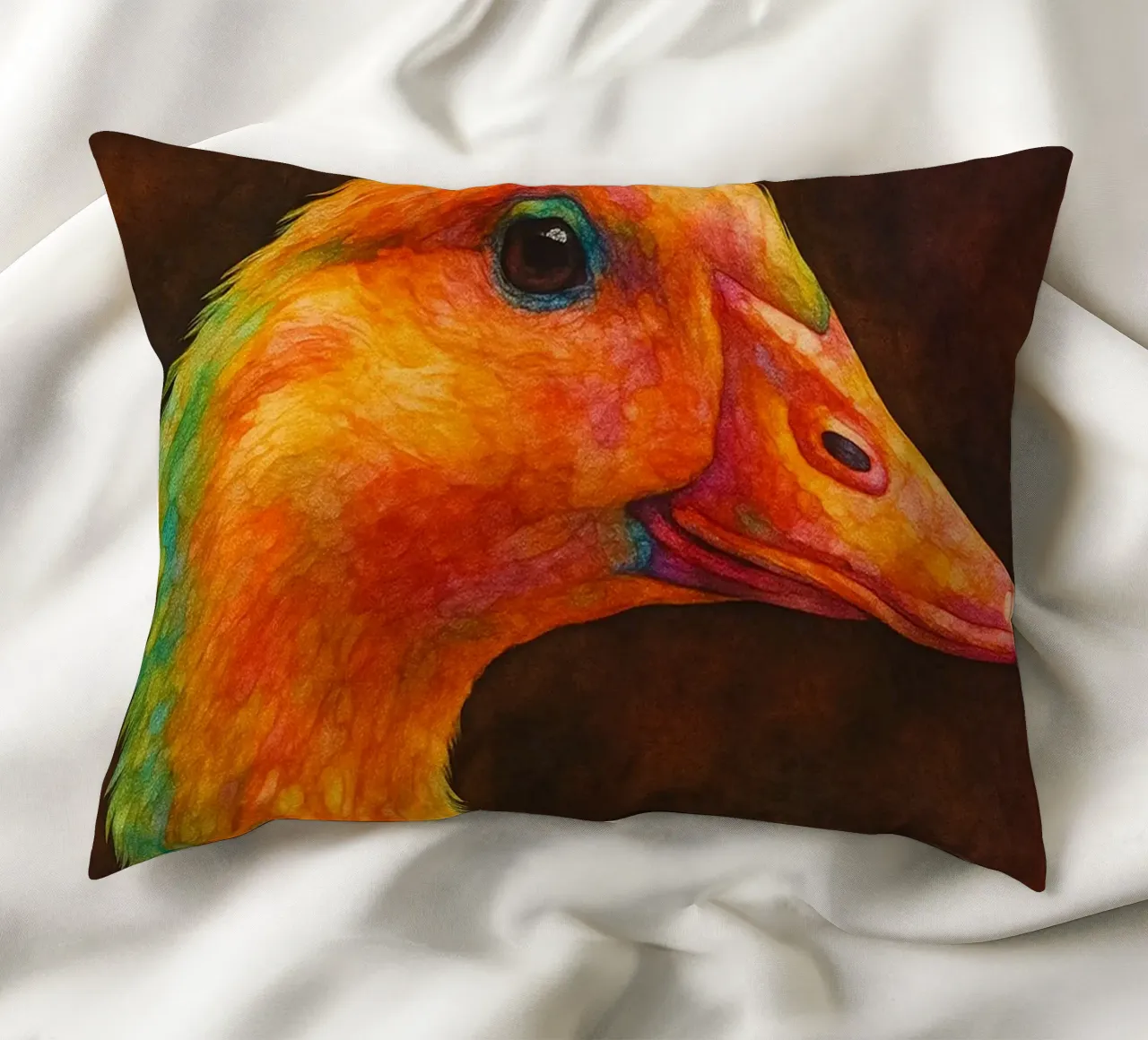 anatra pittura colorata cuscino da toegoe