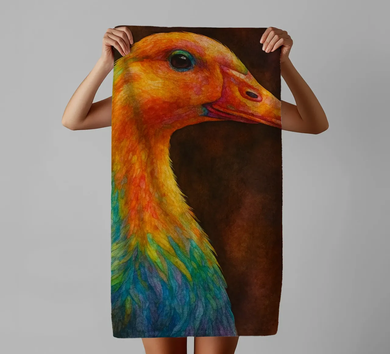 duck colorfull painting towel by toegoe